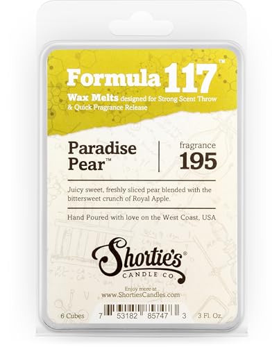 Shortie's Candle Company Paradise Pear Wax Melts - Formula 117-1 Highly Scented 3 Oz. Bar - Made with Natural Oils - Fruit & Ber